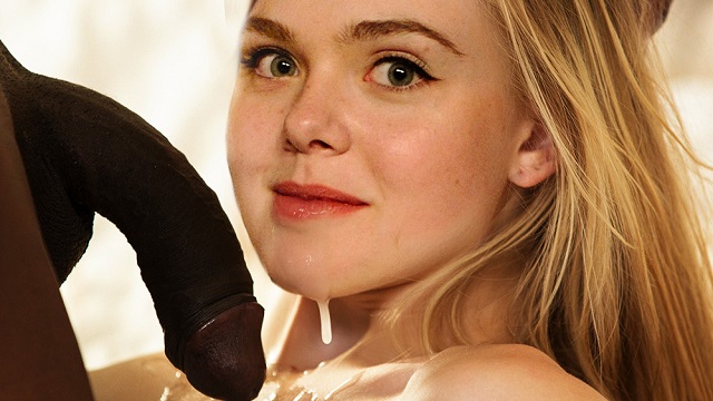 Nude Elle Fanning poses in front of the camera